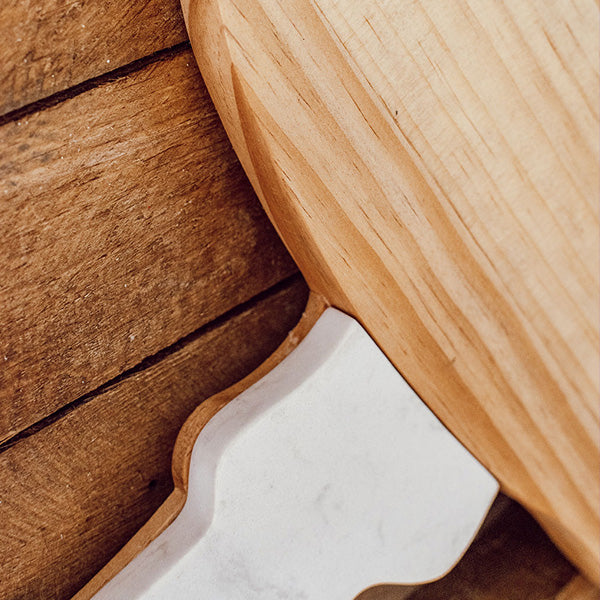 Marble and Wood Mushroom Cutting Board