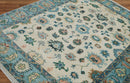 7'9''x9'11'' Beige, Aqua Hand Knotted LoomBloom Muted Turkish Oushak  100% Wool Transitional Oriental Area Rug