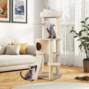 56 Inch Tall Cat Tree with 2 Sisal Scratching Posts and Ladder-NA by LJGDeals