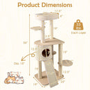 56 Inch Tall Cat Tree with 2 Sisal Scratching Posts and Ladder-NA by LJGDeals