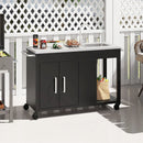 56 Inches Outdoor Grill Table with Sink and Stainless Steel Top-Black by LJGDeals