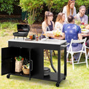 56 Inches Outdoor Grill Table with Sink and Stainless Steel Top-Black by LJGDeals