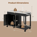 56 Inches Outdoor Grill Table with Sink and Stainless Steel Top-Black by DirectDeals
