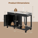 56 Inches Outdoor Grill Table with Sink and Stainless Steel Top-Black by LJGDeals