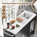 56 Inches Outdoor Grill Table with Sink and Stainless Steel Top-Black by LJGDeals