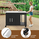 56 Inches Outdoor Grill Table with Sink and Stainless Steel Top-Black by DirectDeals