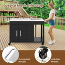 56 Inches Outdoor Grill Table with Sink and Stainless Steel Top-Black by LJGDeals