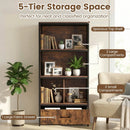 56" Tall Freestanding Bookcase with Drawer 5 Tier by LJGDeals