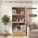 56" Tall Freestanding Bookcase with Drawer 5 Tier by LJGDeals