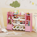 56 inch Large Toy Storage Organizer with 8 Removable Bins and Bookshelf