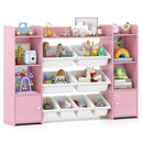 56 inch Large Toy Storage Organizer with 8 Removable Bins and Bookshelf