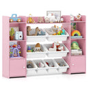 56 inch Large Toy Storage Organizer with 8 Removable Bins and Bookshelf