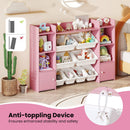 56 inch Large Toy Storage Organizer with 8 Removable Bins and Bookshelf