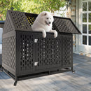 45' Heavy Duty Dog Crate Indestructible Pet Dog Cage Crate Kennel with Roof Top 2 Doors Removable Trays, Lockable Wheels, Escape-Proof for High Anxiety Large/Extra Dogs