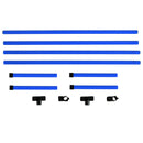 4 Piece Dog Agility Training Equipment for Dog Agility Course with Adjustable Height Jump Bars, Included Carry Bag, & Displacing Top Bar, Blue