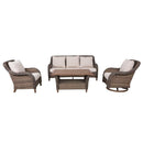 Mitchell 4-Piece Wicker Sofa Set with Swivel Rocking Chairs