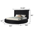 Hazel - Queen Size Tufted Storage Bed & Bluetooth Speakers, USB Port - Black by HouseOfZazla