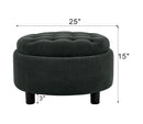 25 Inch Round Storage Ottoman with Tray