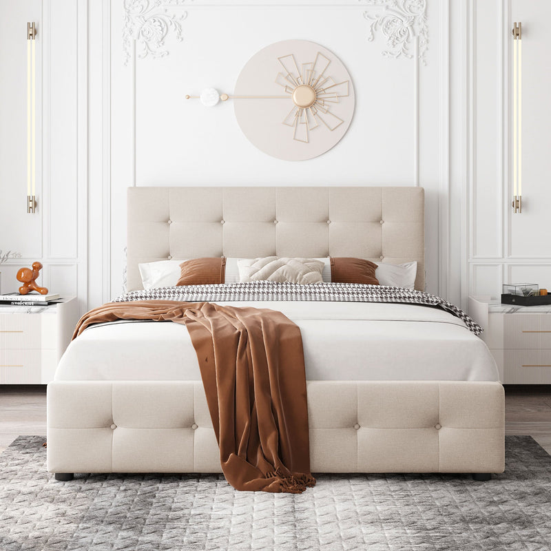 Walker Edison | Upholstered Platform Bed with Storage