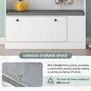 5-in-1 Entryway Bench with Coat Rack, Cushion and 3 Sturdy Hooks, 47.2" Wide Hall Tree with Shoe Storage Bench for Hallway, Entryway, Living Room