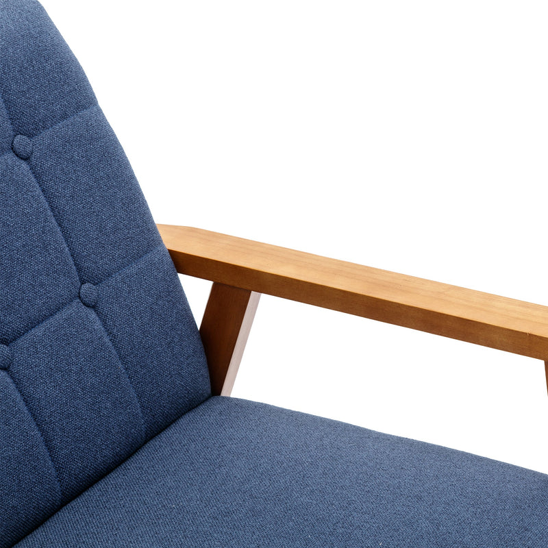 Accent Chairs Set of 2 with Side Table, Mid Century Modern Accent Chair, Wood and Fabric Armchairs Side Chair, Lounge Reading Comfy Arm Chair for Living Room, Bedroom, Office