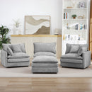 Contemporary Modular Sectional Sofa, 105 Inch L-Shaped Couch Set with Movable Ottoman, Chenille Grey