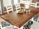 Rustic Farmhouse Extension Dining Table Two Tone Brown White