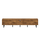 TV Stand, L Shaped Handle Entertainment Console With Storage - Natural by HouseOfZazla