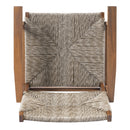 5-Piece Outdoor Dining Set: Brown Round Acacia Wood Table & 4 Brown Wicker Armchairs