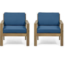 Antoine - Outdoor Acacia Wood Club Chairs With Cushions, (Set of 2)