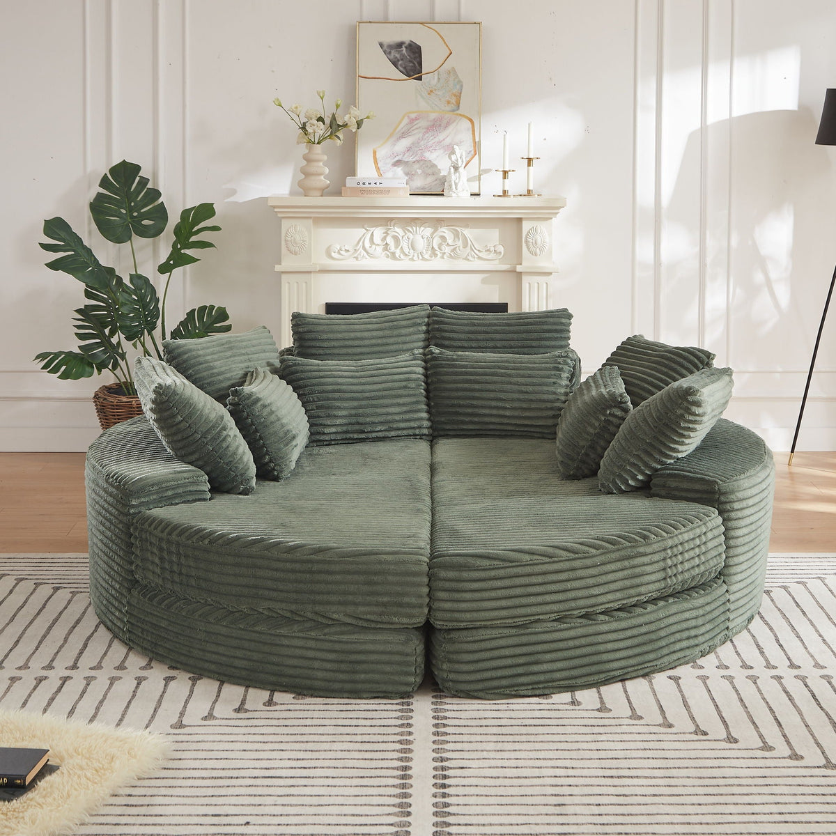 Round Oversized Sofa Bed With 5 Throw Pillows, photo 14 of 31