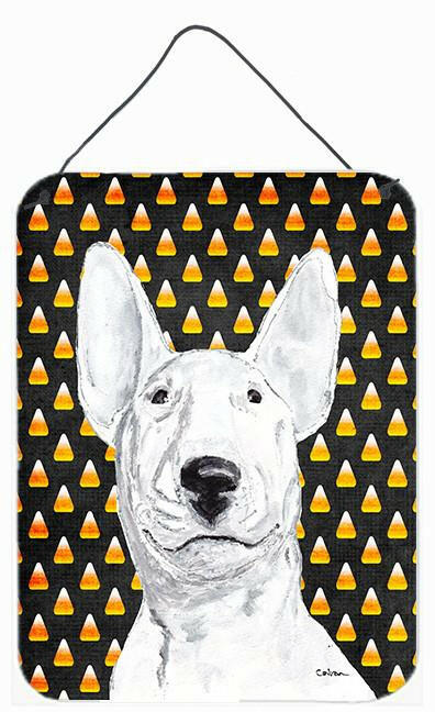 Bull Terrier Halloween Candy Corn Aluminium Metal Wall or Door Hanging Prints