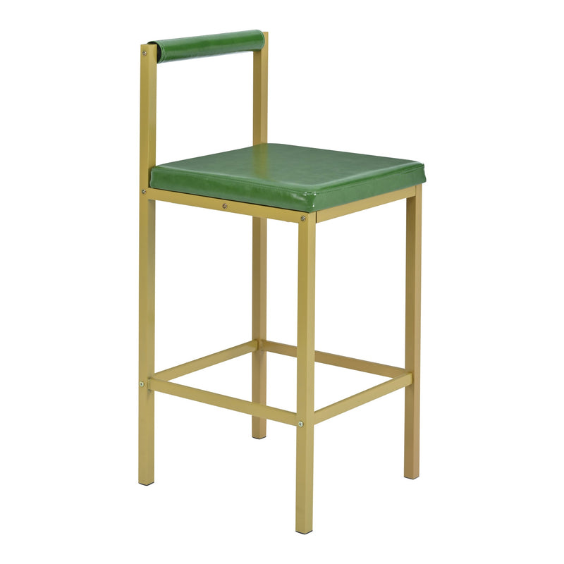 7-Piece Multi-Functional Modern Counter Height Dining Bar Table Set with Open Shelves and 6 Upholstered Stools for Dining Room, Bar and Cafe (White and Green)