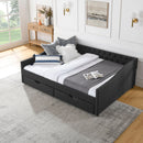 Upholstered Tufted Daybed With 2 Drawers, Waved Arms by HouseOfZazla