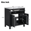 Bathroom Vanity With Ceramic Sink, Modern Single Bathroom Cabinet With 2 Doors And A Shelf, Soft Close Doors by Unique Piece Furniture
