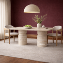 Joyce Travertine Marble Designer Dining Table - Natural Stone Luxury Furniture