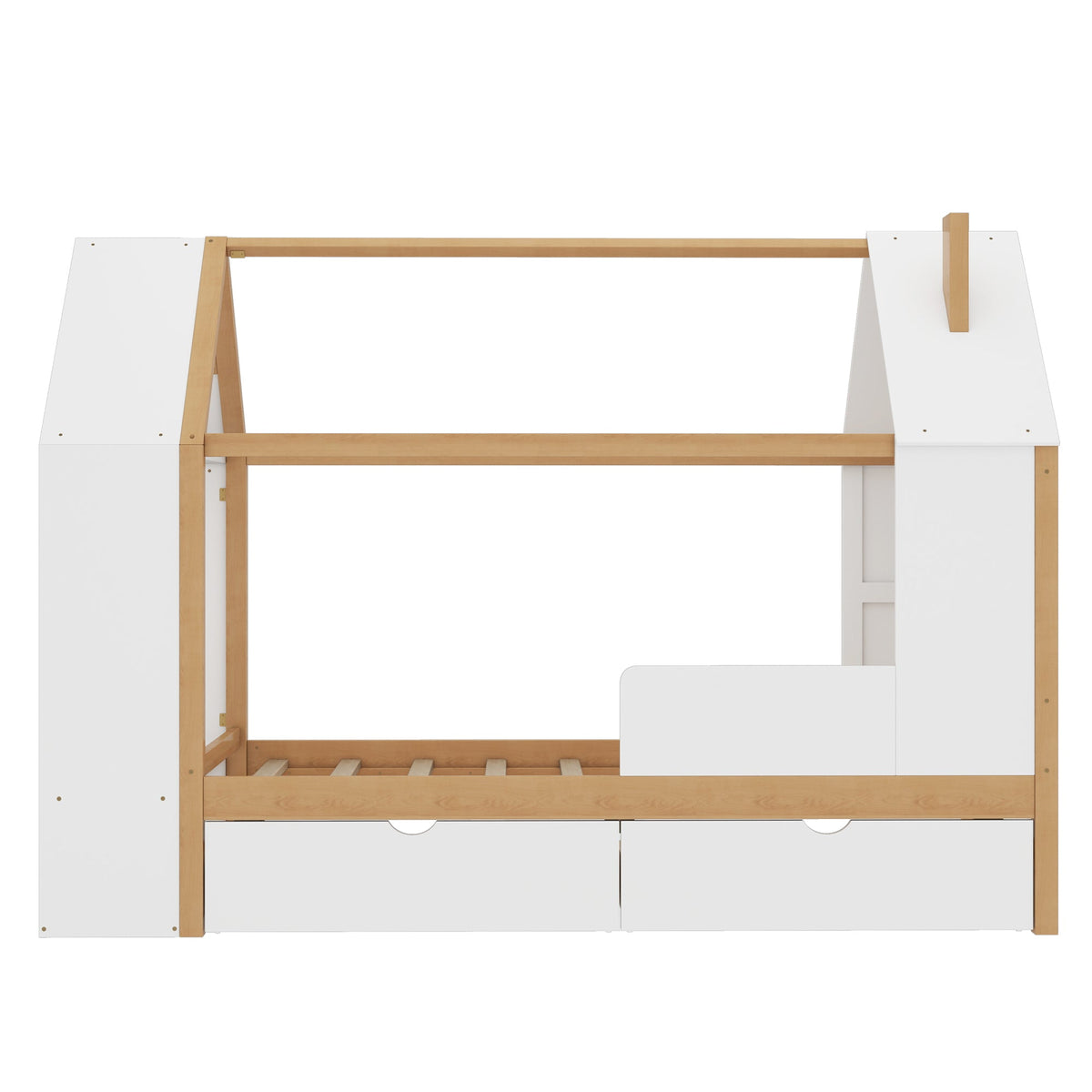 Twin Size House Platform Bed with Drawers, Solid Wood House Bed with Shelves, photo 8 of 10