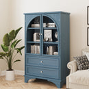 52.17"H Glass Door Display Case Storage Cabinet with 2 Drawers and Adjustable Shelf by HouseOfZazla