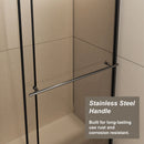 Glass Shower Door, Shower Sliding Door Walk In Shower Screen Dual Usage, 1 / 4" Thick Glass Panel With Stainless Steel Handle, Supporting Bar - Black