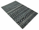 5.6x8.6 Black and Ivory Hand Knotted Southwestern Tribal Trellis wool Area Rug
