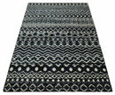 5.6x8.6 Black and Ivory Hand Knotted Southwestern Tribal Trellis wool Area Rug