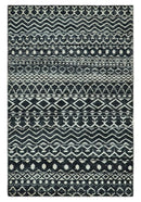 5.6x8.6 Black and Ivory Hand Knotted Southwestern Tribal Trellis wool Area Rug