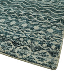 5.6x8.6 Teal Green and Beige Hand Knotted Southwestern Tribal Trellis wool Area Rug