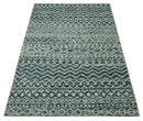 5.6x8.6 Teal Green and Beige Hand Knotted Southwestern Tribal Trellis wool Area Rug