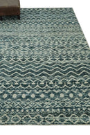 5.6x8.6 Teal Green and Beige Hand Knotted Southwestern Tribal Trellis wool Area Rug