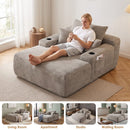 Convertible Chaise Lounge Sleeper Sofa with Cup Holders & Pillows