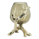 Olive Glass Candle Holder with Gold Metal Legs by HouseOfZazla