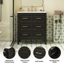 Retro Bathroom Vanity With Sink Combo, Free Standing Single Set With 3 Drawers by Unique Piece Furniture