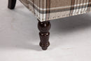 Upholstered Accent Chair with Brown Linen Fabric and Nailhead Trim by HouseOfZazla