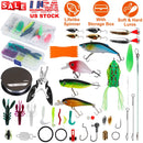 383Pcs Fishing Lures Tackle Box Bass Fishing Animated Lure Crankbaits Spinnerbaits Soft Plastic Worm Saltwater Freshwater Fishing Kit by GBruno Store